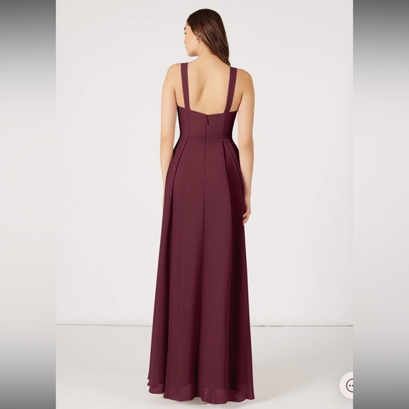AZAZIE Simoan A-Line Sweetheart Neckline Chiffon Floor-Length Dress in Cabernet - Picture 4 of 11